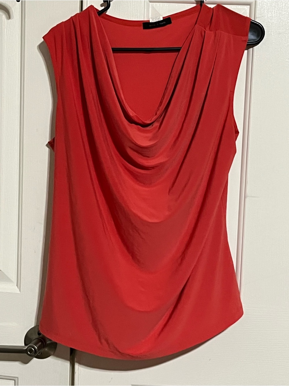Draped Cowl Neck Sleeveless Tank - peachy red color
14-02